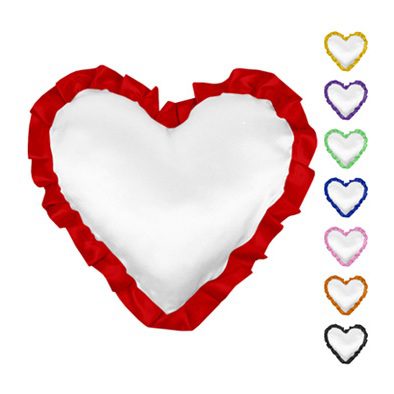 Подушка атлас серце з рюшем
